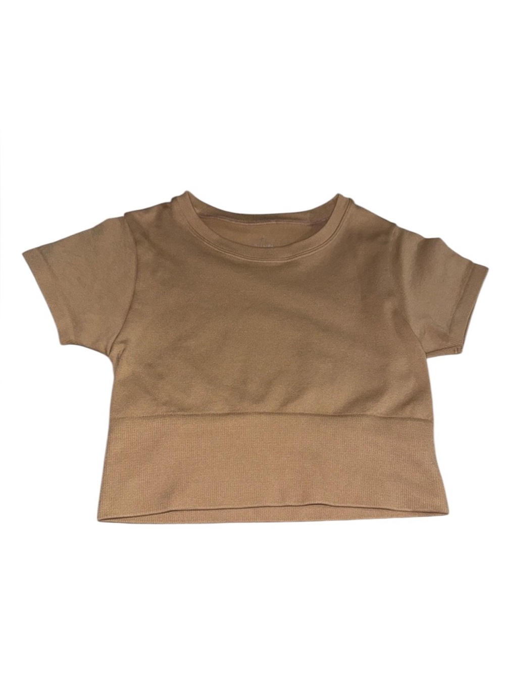 aerie Cropped Short Sleeve Top in Tan